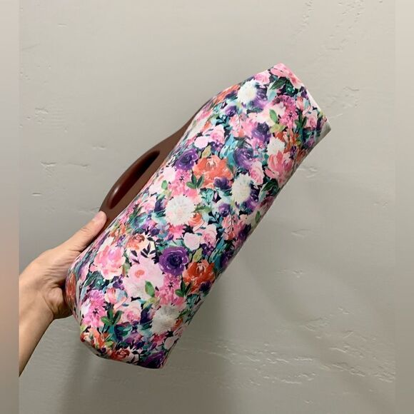 Handmade Genuine Leather Floral Print Large Wooden Frame Bag & 2 Strap Styles - Picture 13 of 15